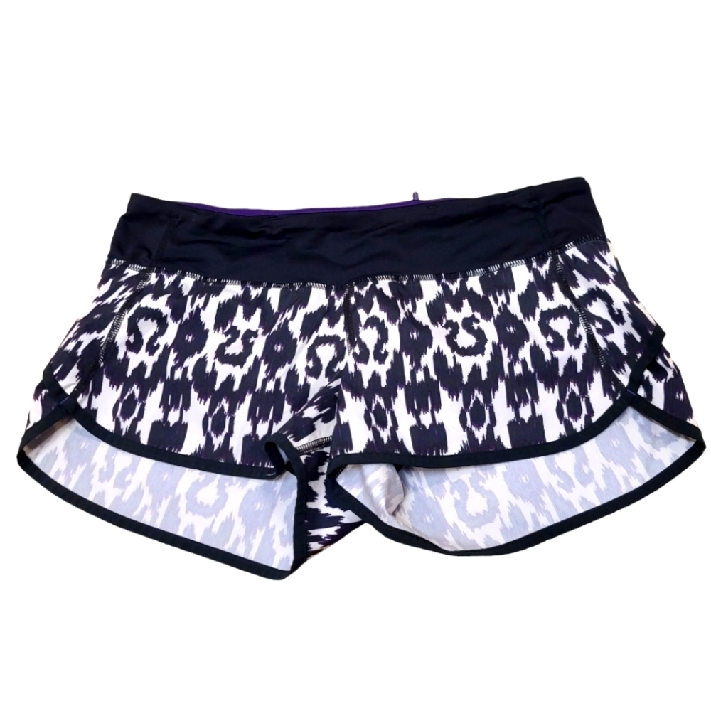 Lululemon Run: Speed Shorts Ikat Rare Black Purple & white Size 6